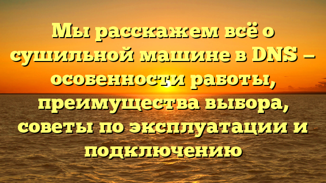 Мы расскажем всё о сушильной машине в DNS — особенности работы, преимущества выбора, советы по эксплуатации и подключению